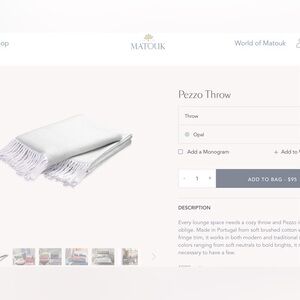 MATOUK Pezzo Throw. OPAL. 50”x 70” BRAND NEW Unused Unopened item.